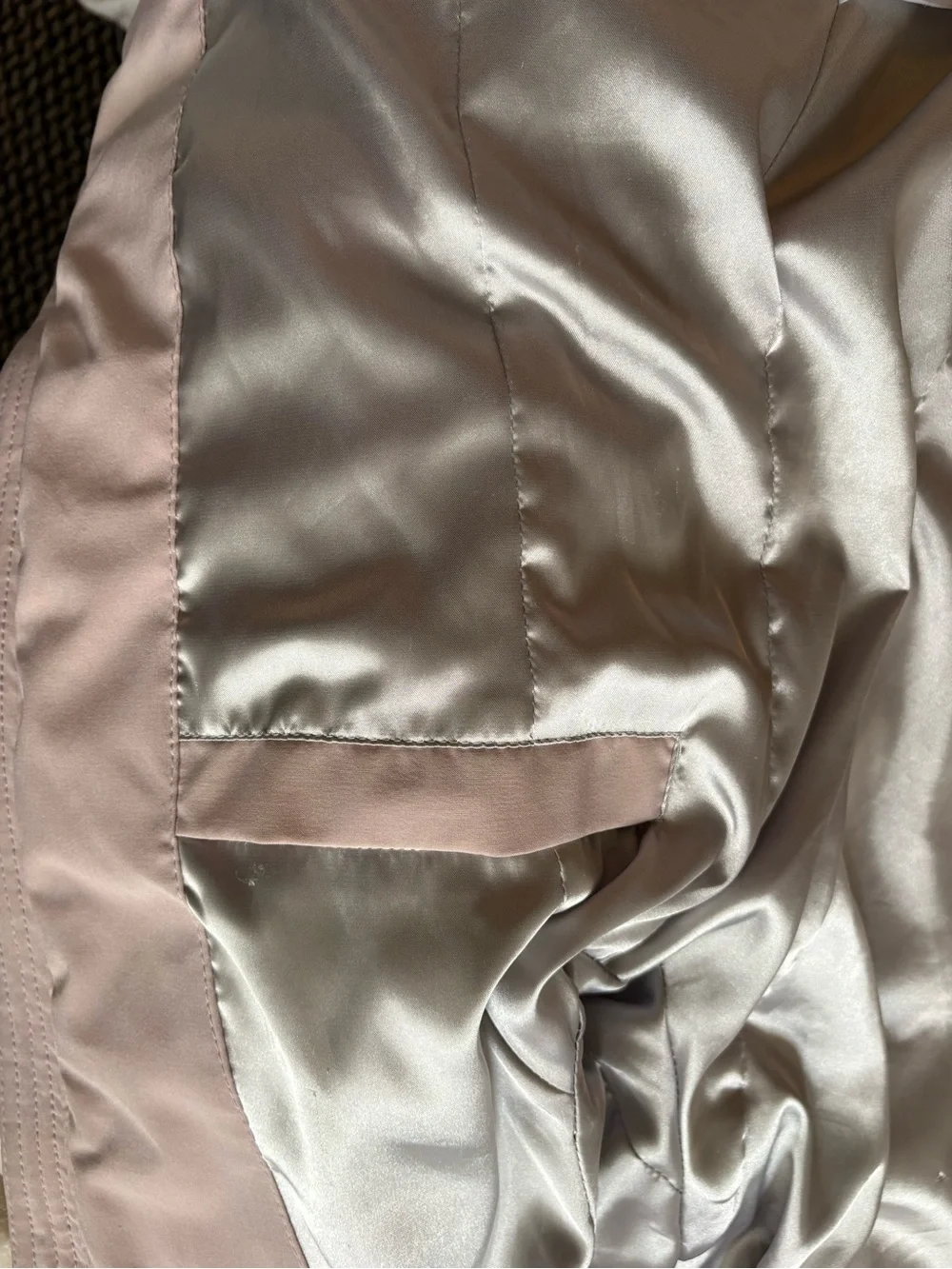 Calvin Klein Light Pink Quilted Hooded Puffer Coat with Faux Fur Trim